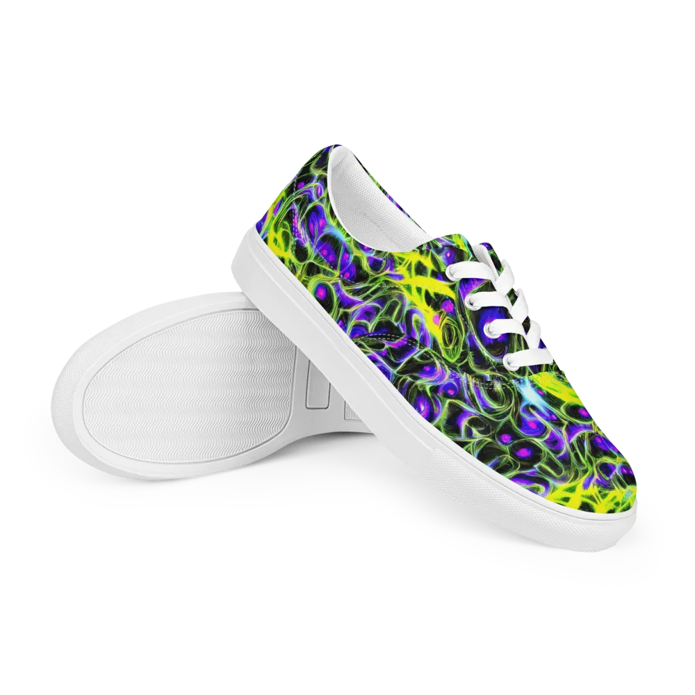 Psychedelic Underbrush on Men's Lace-Up Canvas Shoes — Right Front