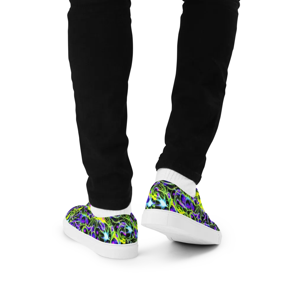 Psychedelic Underbrush on Men's Lace-Up Canvas Shoes — Back
