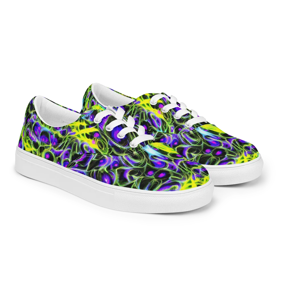 Psychedelic Underbrush on Men's Lace-Up Canvas Shoes — Right Front