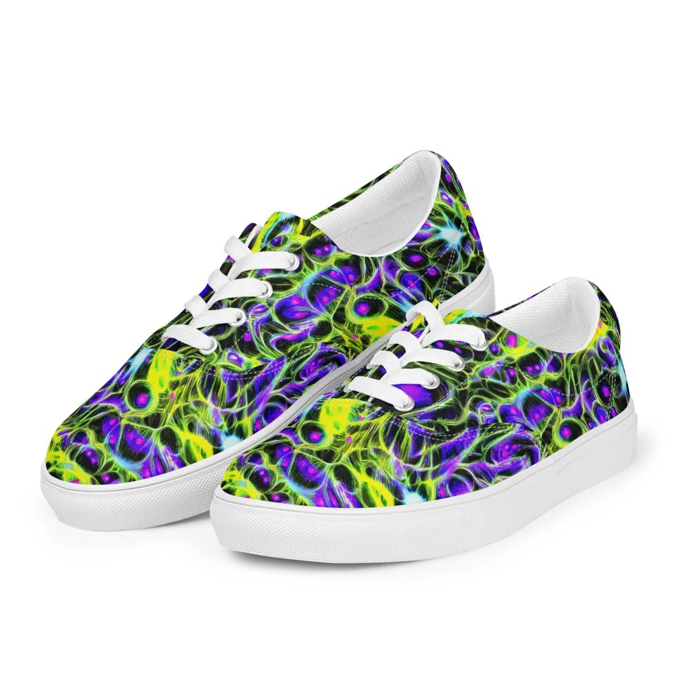 Psychedelic Underbrush on Men's Lace-Up Canvas Shoes — Left Front