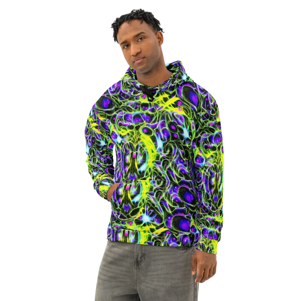 Psychedelic Underbrush on Cotton Hoodie — Left Front