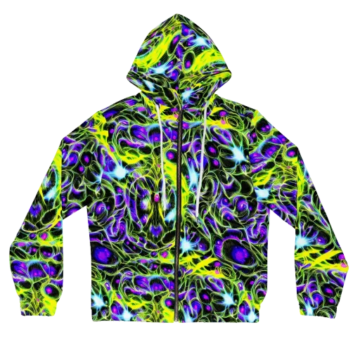 Psychedelic Underbrush on a Women's Full-Zip Hoodie