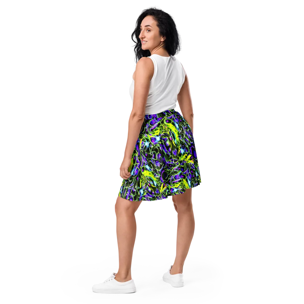Psychedelic Underbrush on Skater Skirt — Back