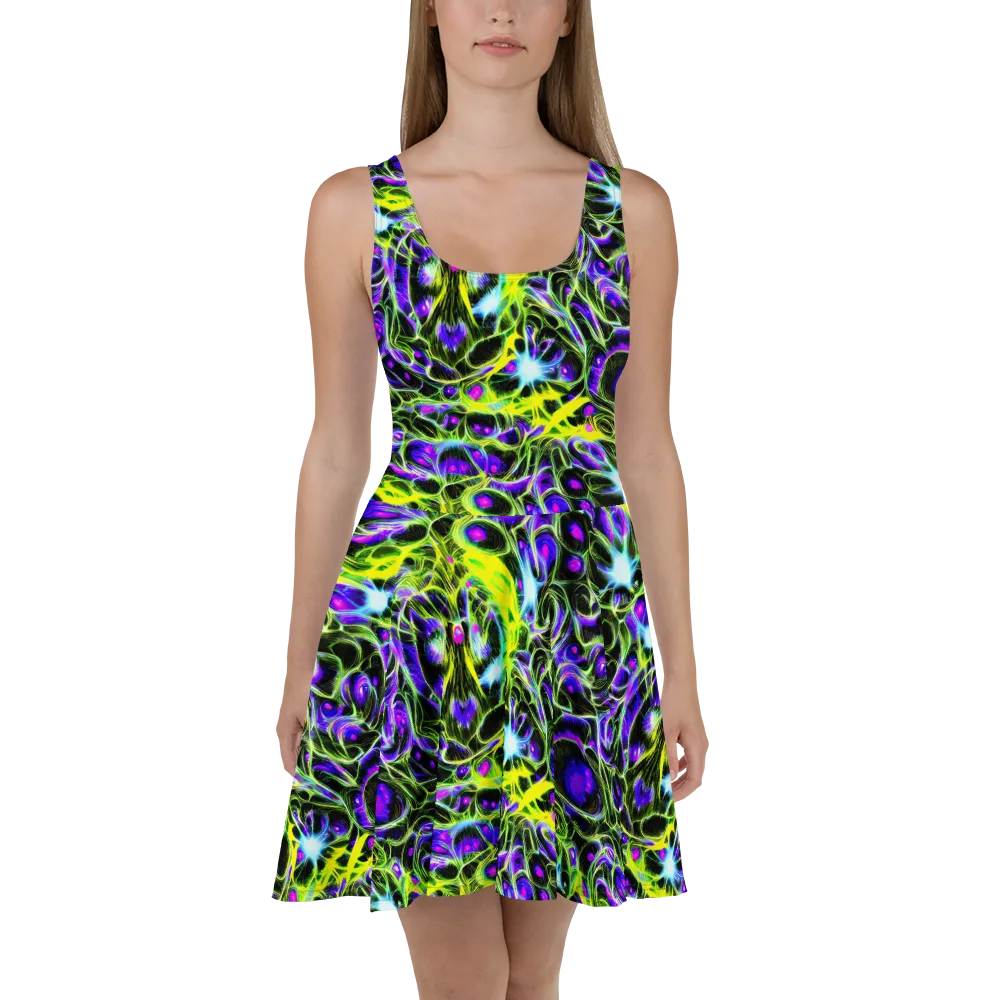 Psychedelic Underbrush on Skater Dress — Front