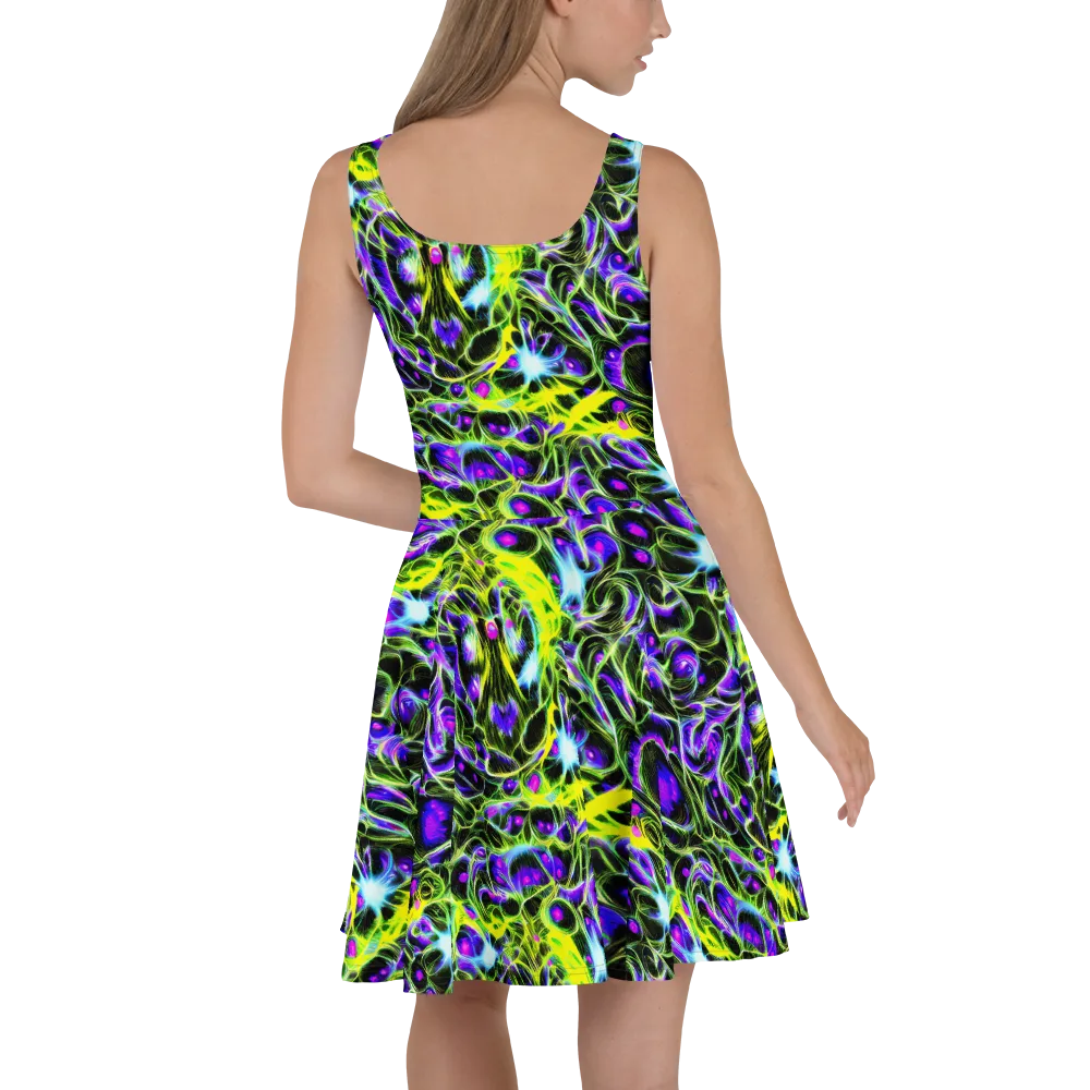 Psychedelic Underbrush on Skater Dress — Back