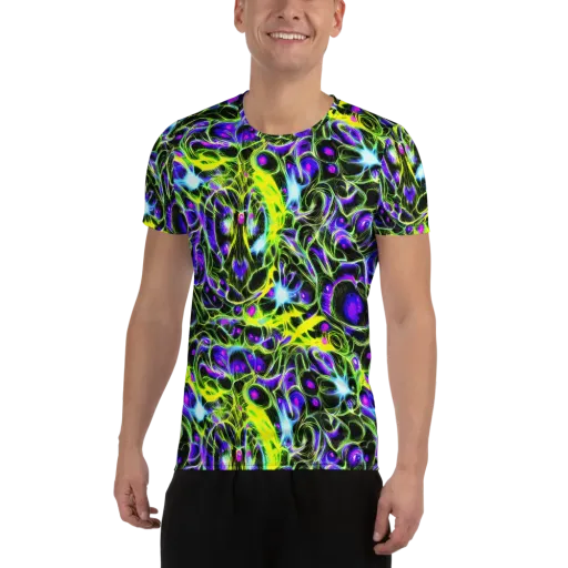 Psychedelic Underbrush on a Men's Athletic T-Shirt