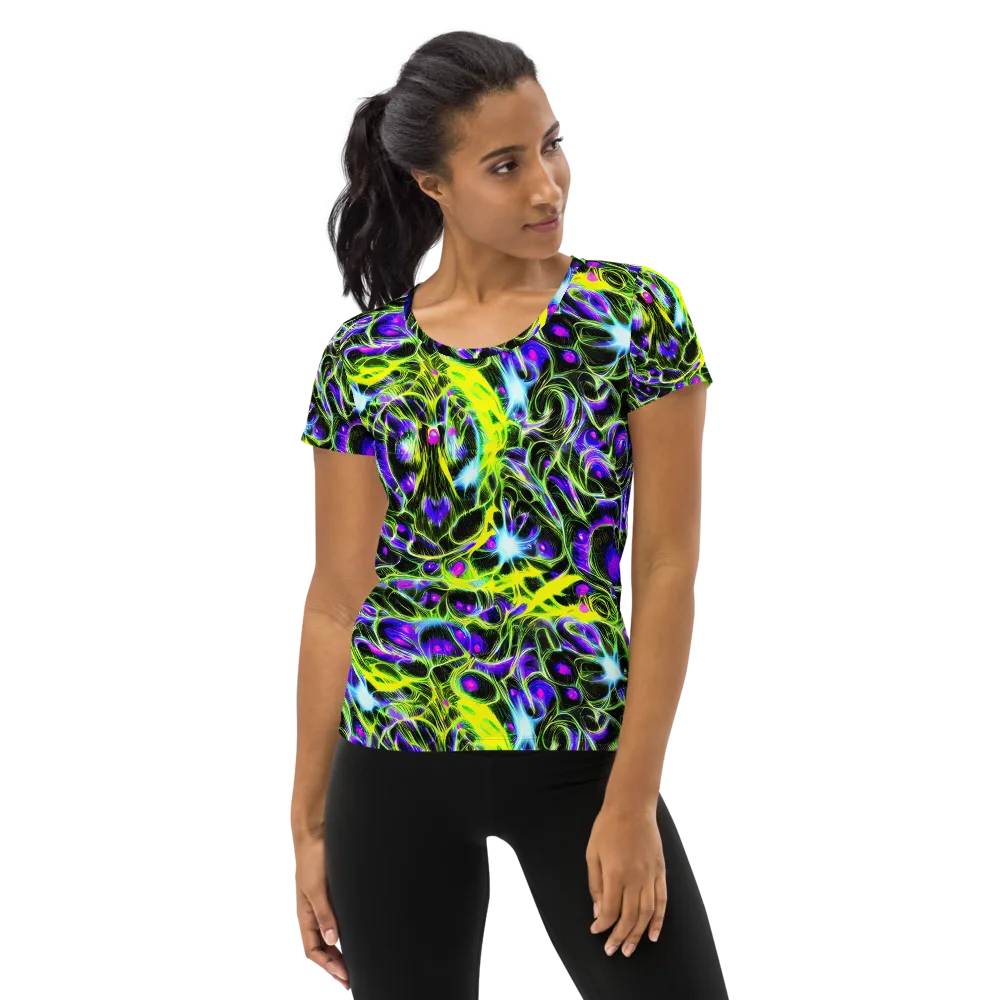 Psychedelic Underbrush on Women's Athletic T-Shirt — Front