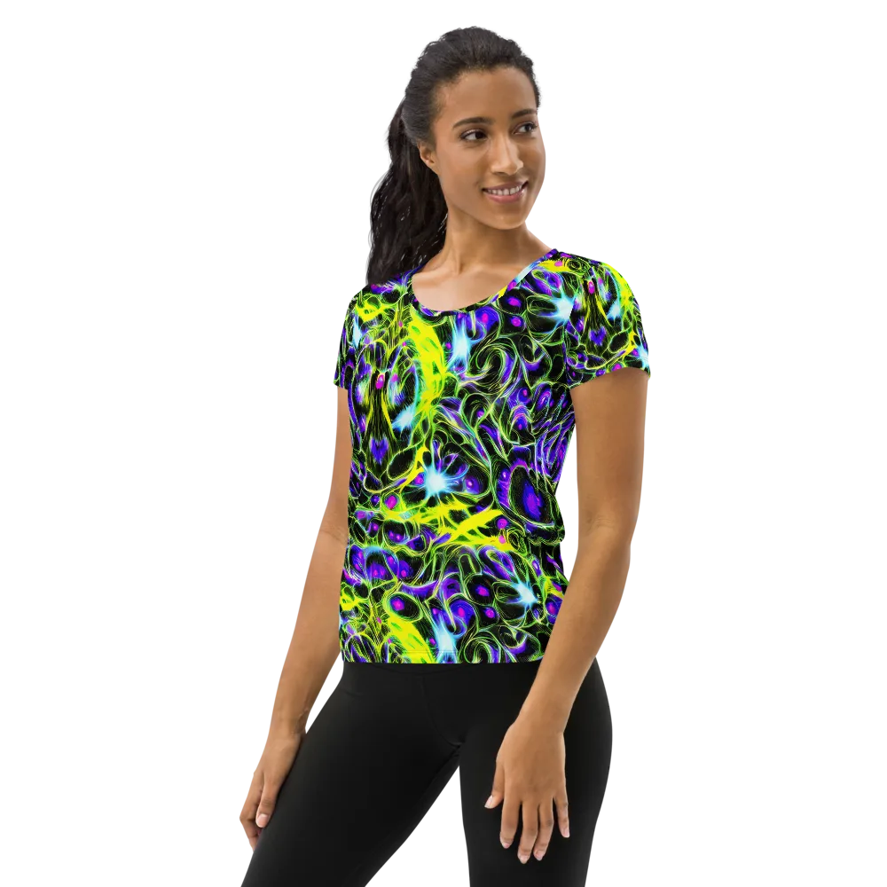 Psychedelic Underbrush on Women's Athletic T-Shirt — Left