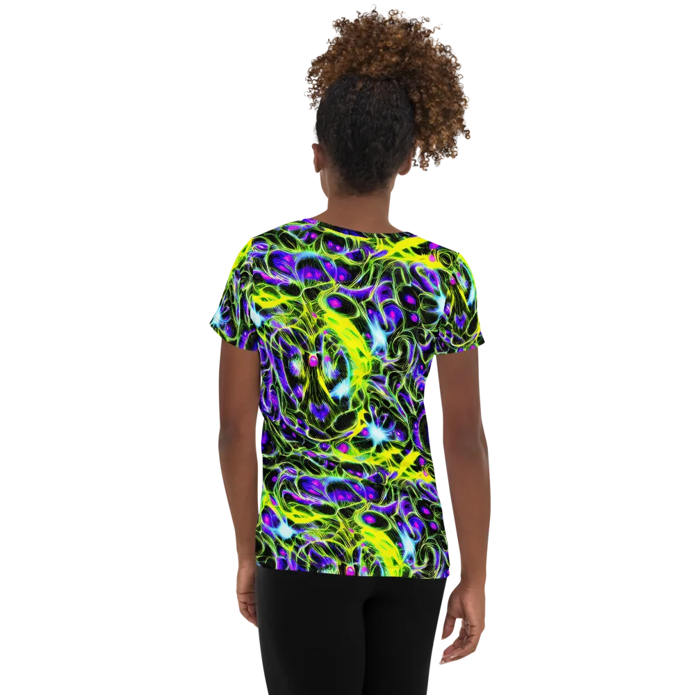 Psychedelic Underbrush on Women's Athletic T-Shirt — Back