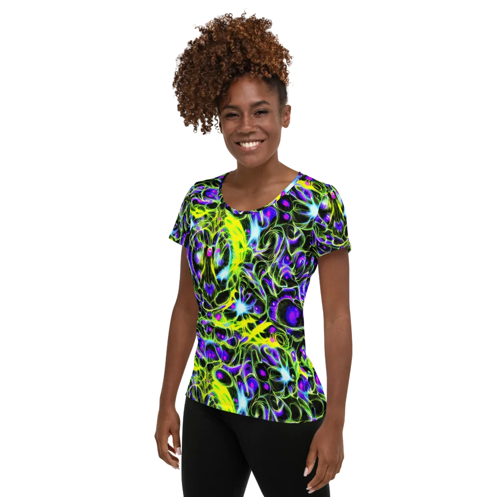 Psychedelic Underbrush on Women's Athletic T-Shirt — Left