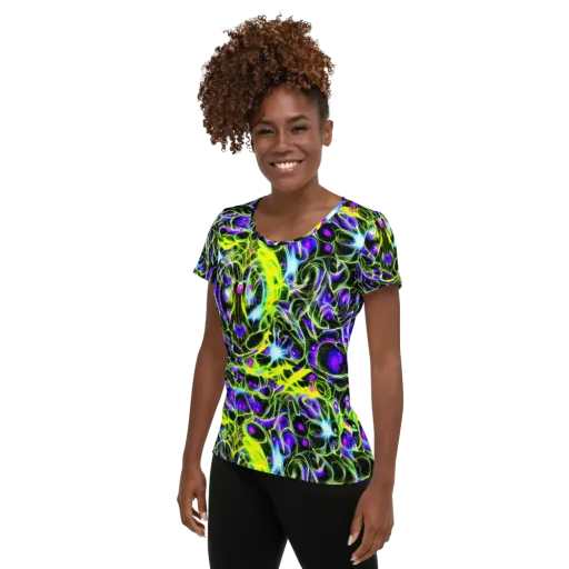 Psychedelic Underbrush on a Women's Athletic T-Shirt