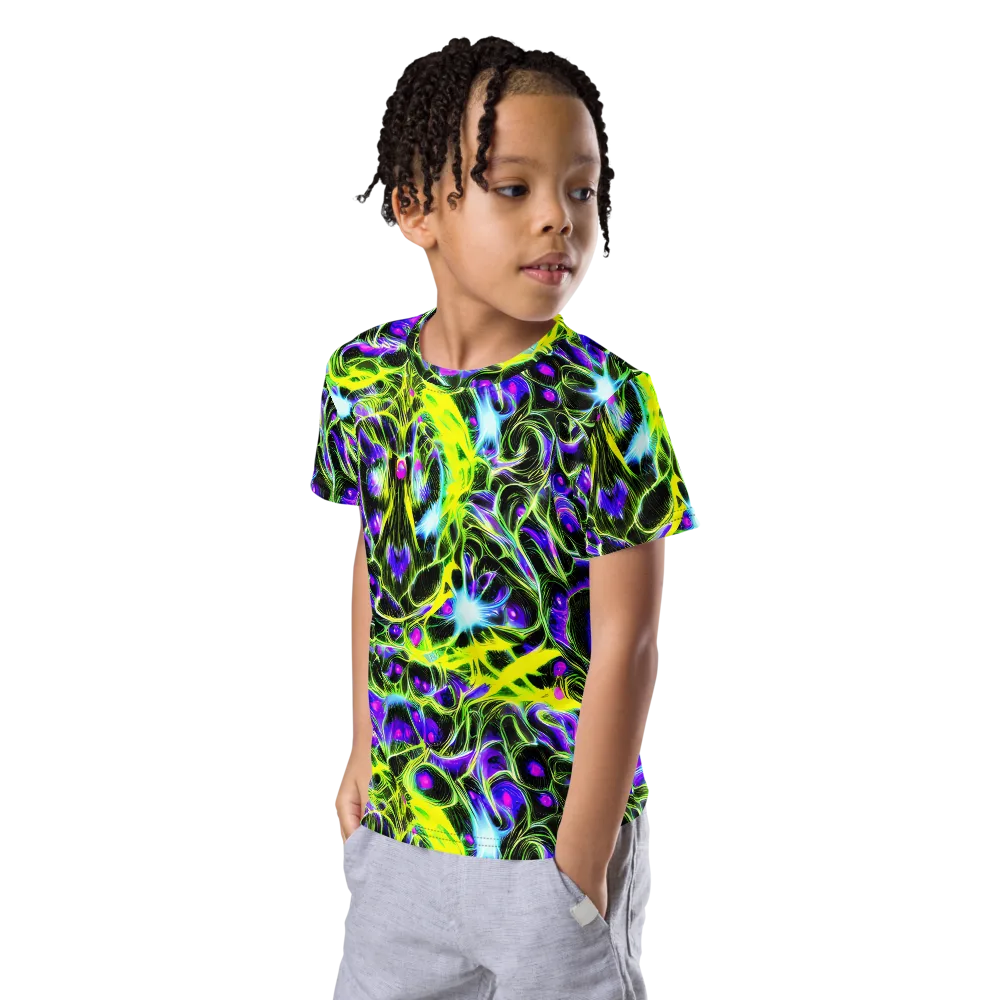 Psychedelic Underbrush on Kids Crew Neck T-Shirt — Left Front