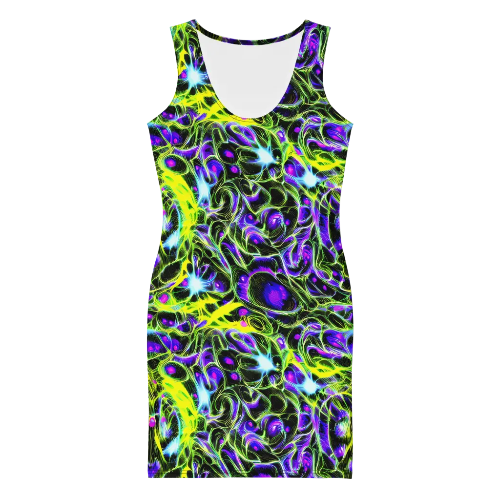 Psychedelic Underbrush on Bodycon Dress — Front
