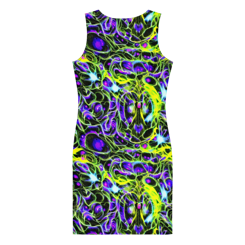 Psychedelic Underbrush on Bodycon Dress — Back