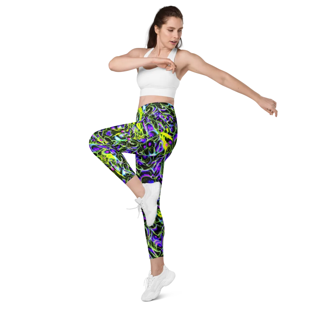 Psychedelic Underbrush on Leggings with Pockets — Left Front
