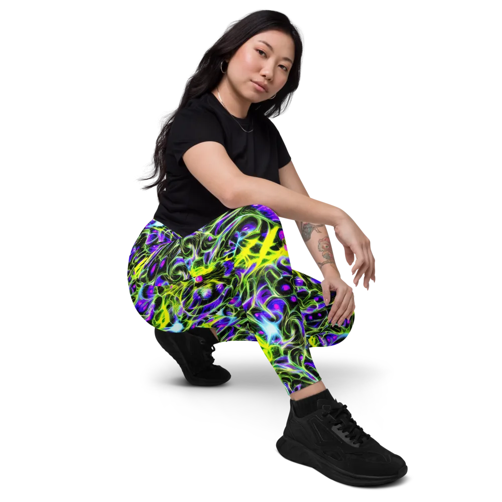 Psychedelic Underbrush on Leggings with Pockets — Right Front