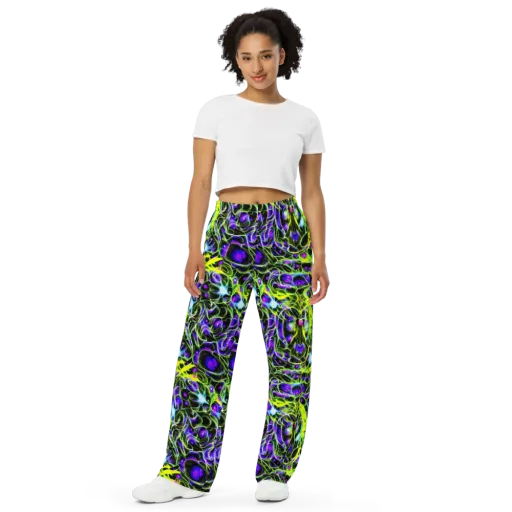 Psychedelic Underbrush on a Wide-Leg Pants