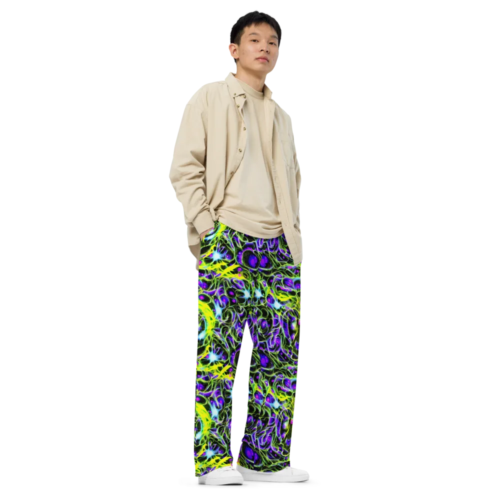 Psychedelic Underbrush on Wide-Leg Pants — Right Front