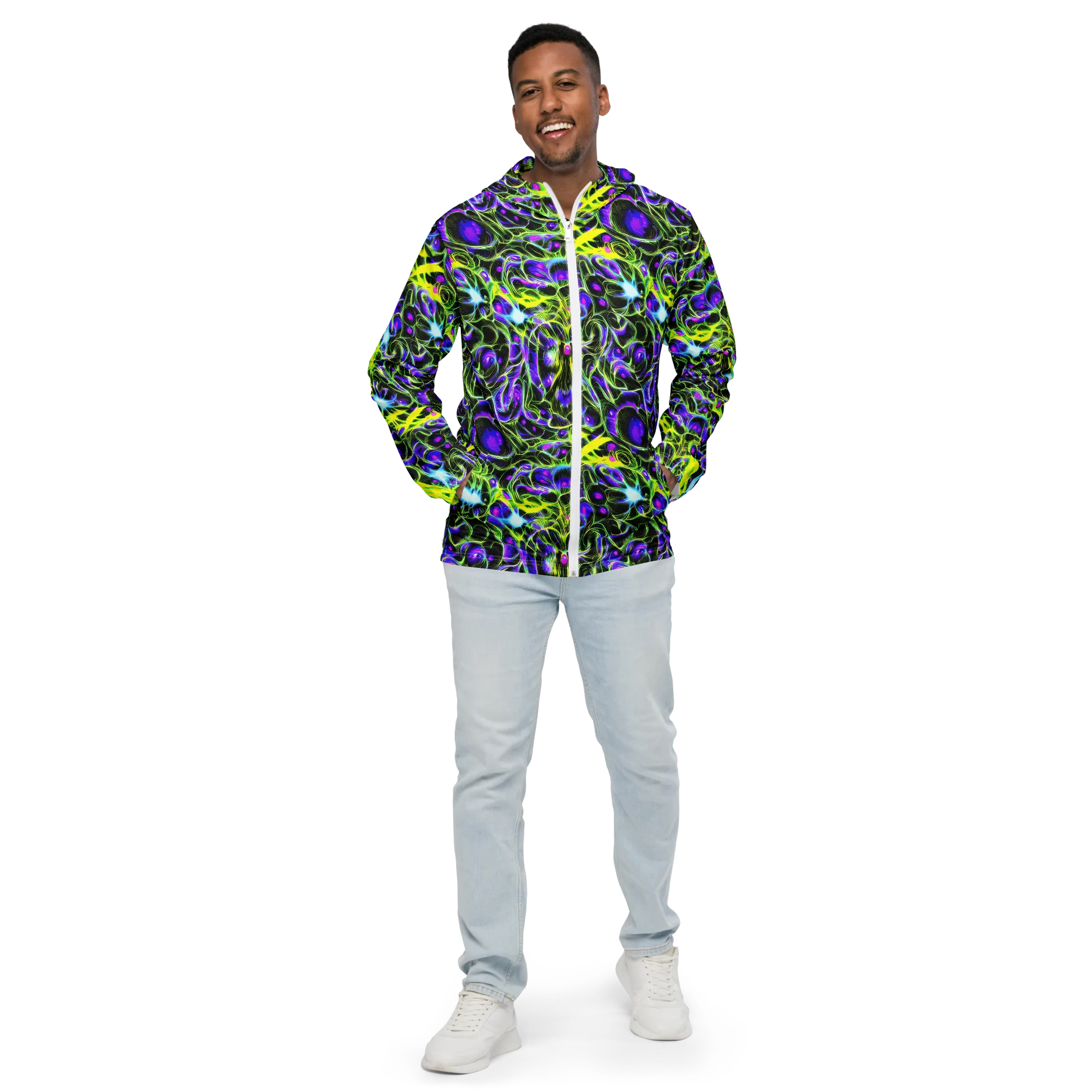 Psychedelic Underbrush on Men's Windbreaker — Front