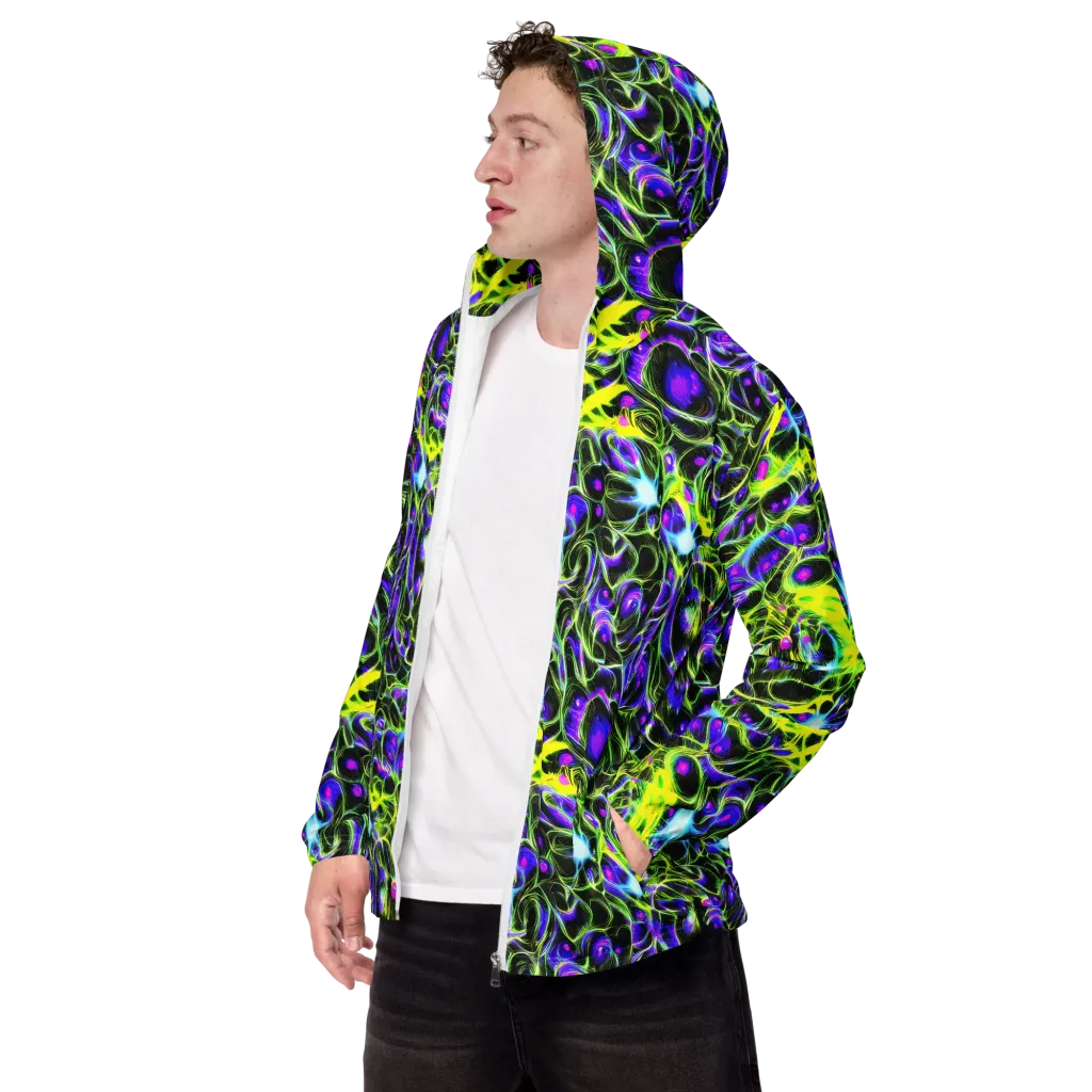 Psychedelic Underbrush on Men's Windbreaker — Left Front