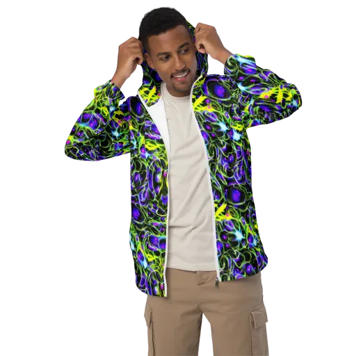 Psychedelic Underbrush on a Men's Windbreaker