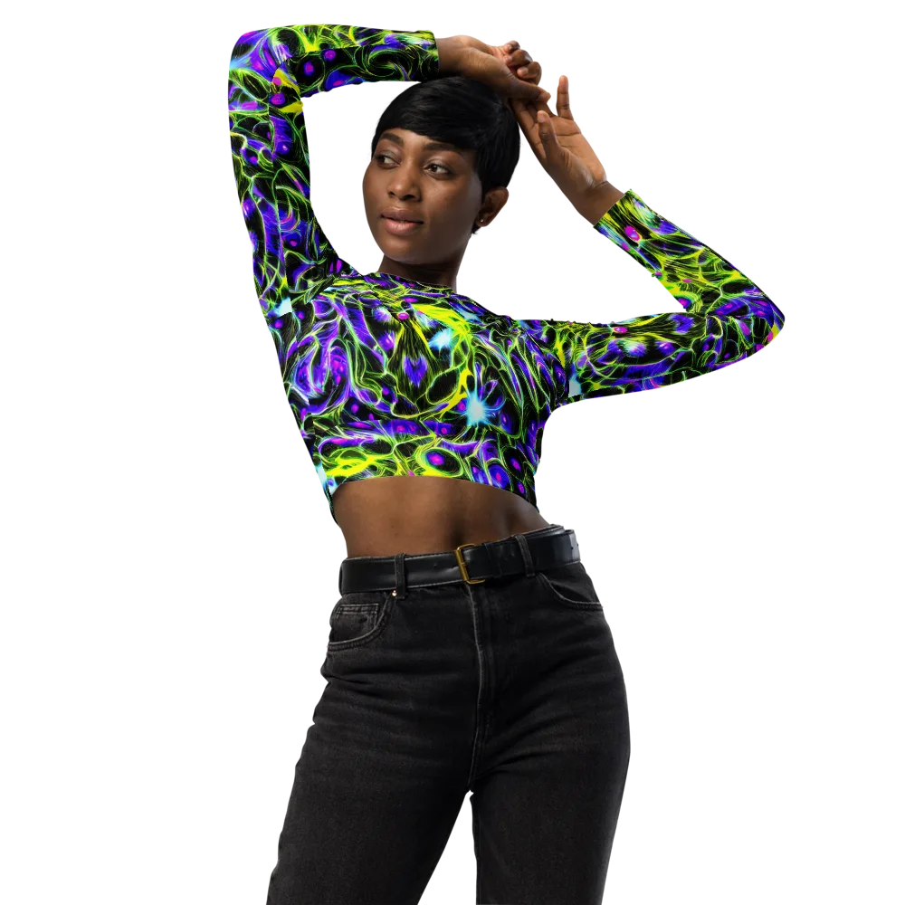 Psychedelic Underbrush on Long Sleeve Crop Top — Front