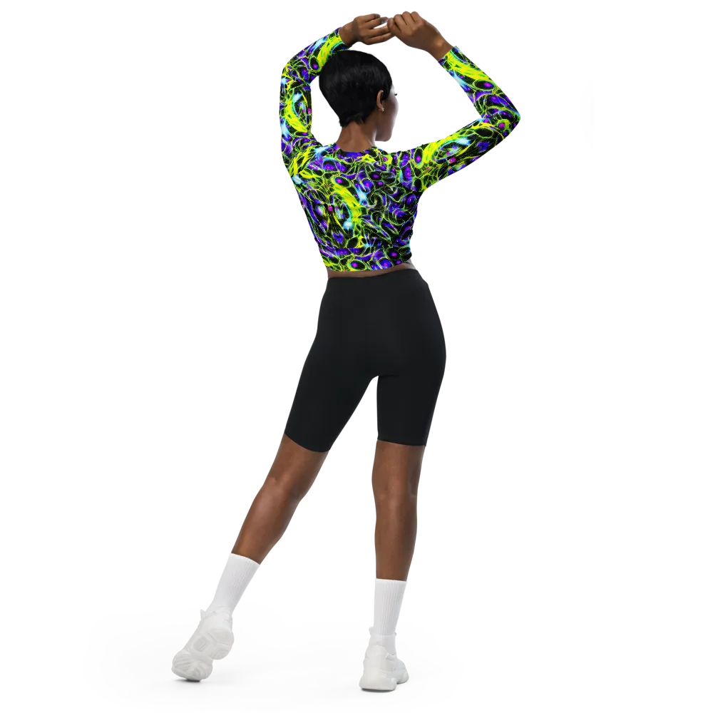 Psychedelic Underbrush on Long Sleeve Crop Top — Back