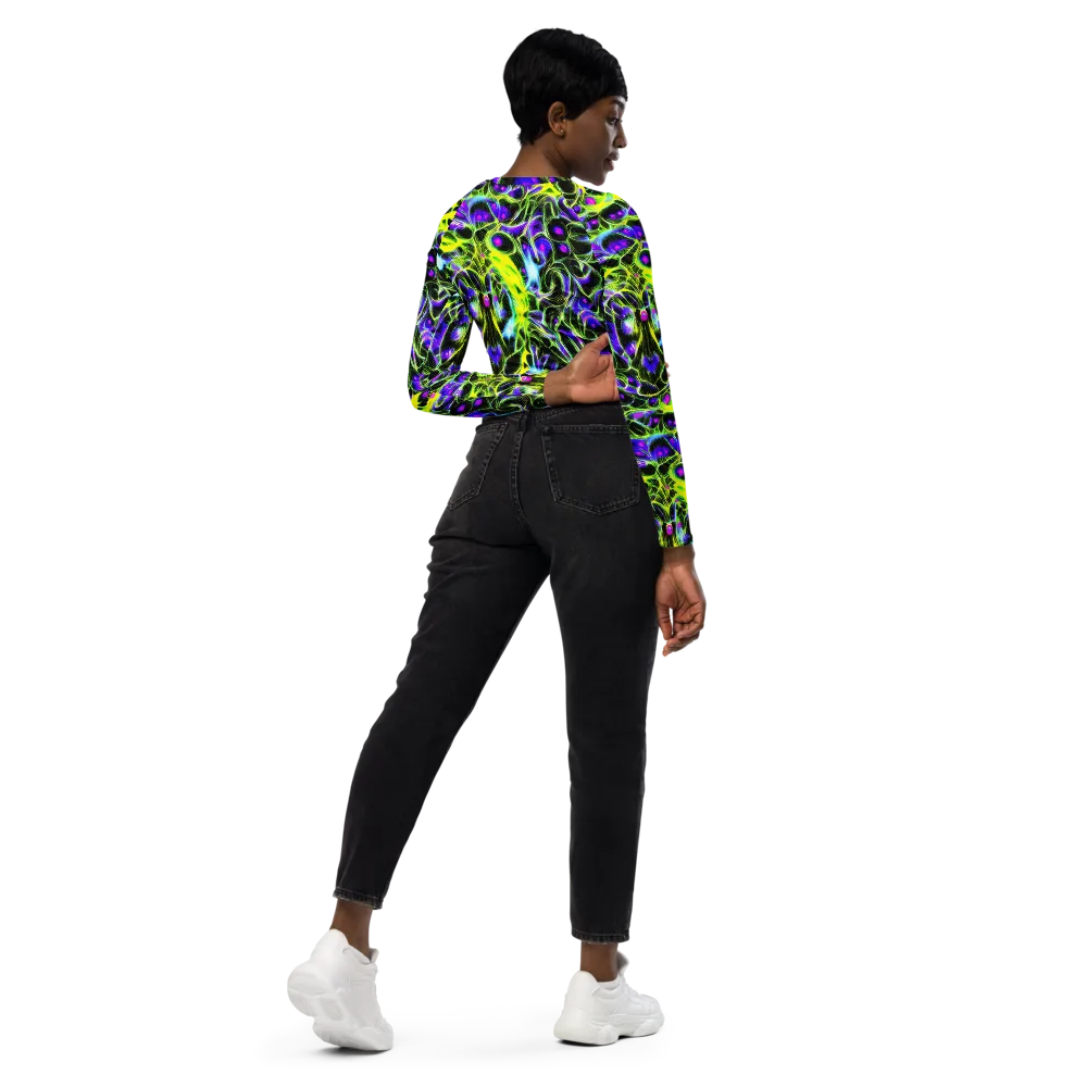 Psychedelic Underbrush on Long Sleeve Crop Top — Right Back
