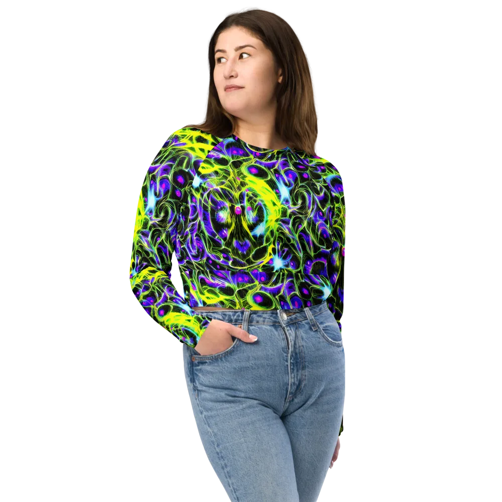 Psychedelic Underbrush on Long Sleeve Crop Top — Front