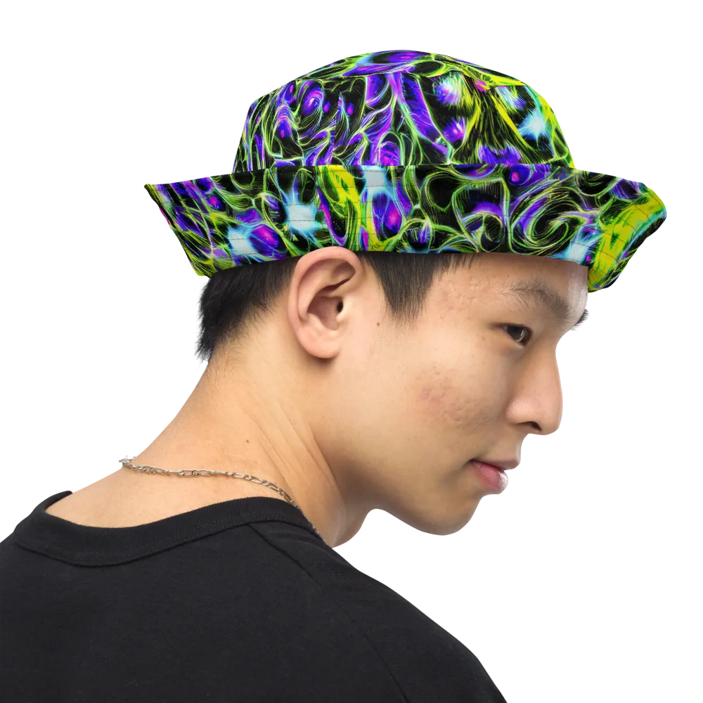 Psychedelic Underbrush on Reversible Bucket Hat — Right Outside