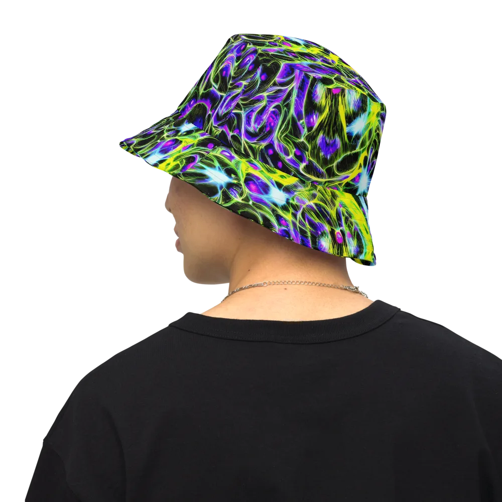 Psychedelic Underbrush on Reversible Bucket Hat — Back Inside