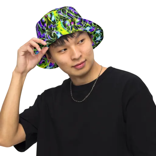 Psychedelic Underbrush on a Reversible Bucket Hat