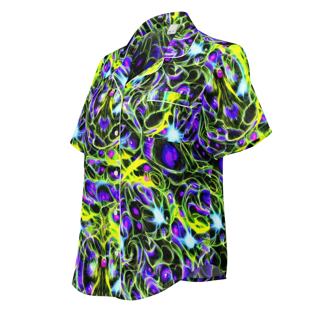 Psychedelic Underbrush on Women's Short Sleeve Pajama Top — Left Front