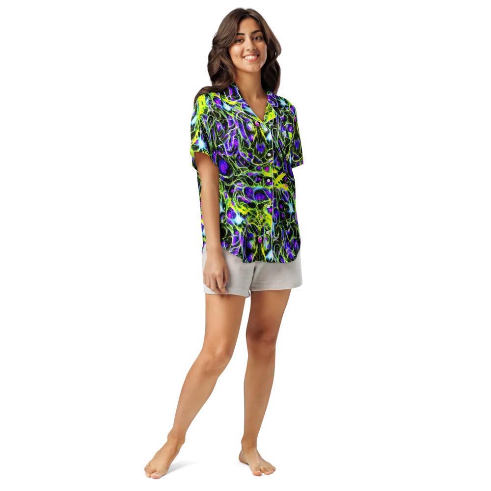 Psychedelic Underbrush on Women's Short Sleeve Pajama Top — Front