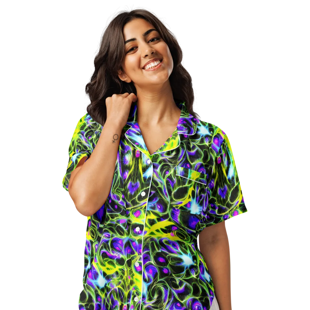 Psychedelic Underbrush on Women's Short Sleeve Pajama Top — Front