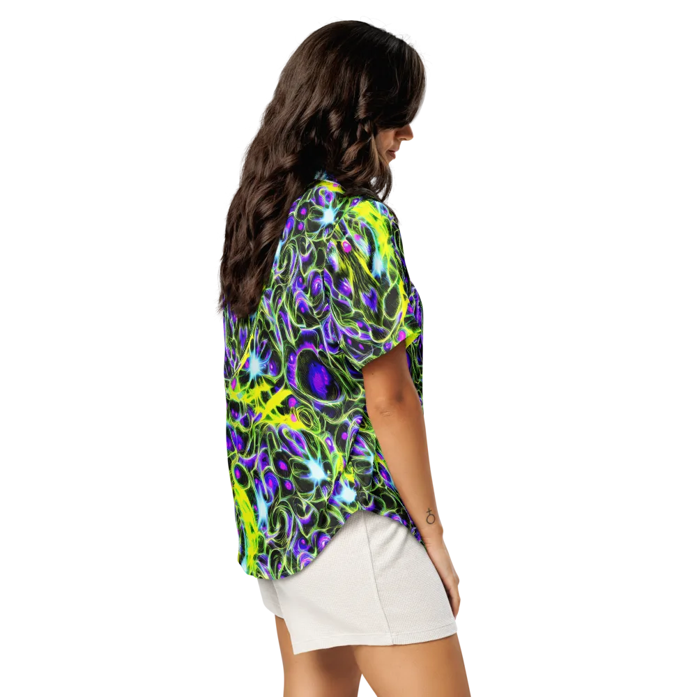 Psychedelic Underbrush on Women's Short Sleeve Pajama Top — Right Back