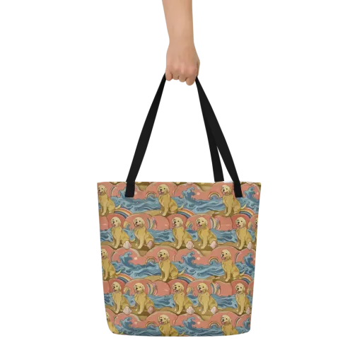 Tidal Golden Hour on a Large Tote Bag W/ Pocket