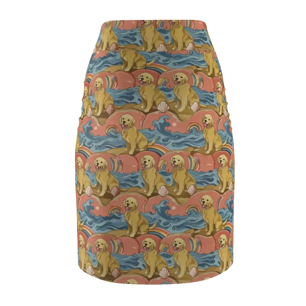 Tidal Golden Hour on Pencil Skirt — Back
