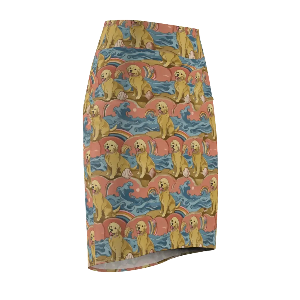 Tidal Golden Hour on Pencil Skirt — Front Side