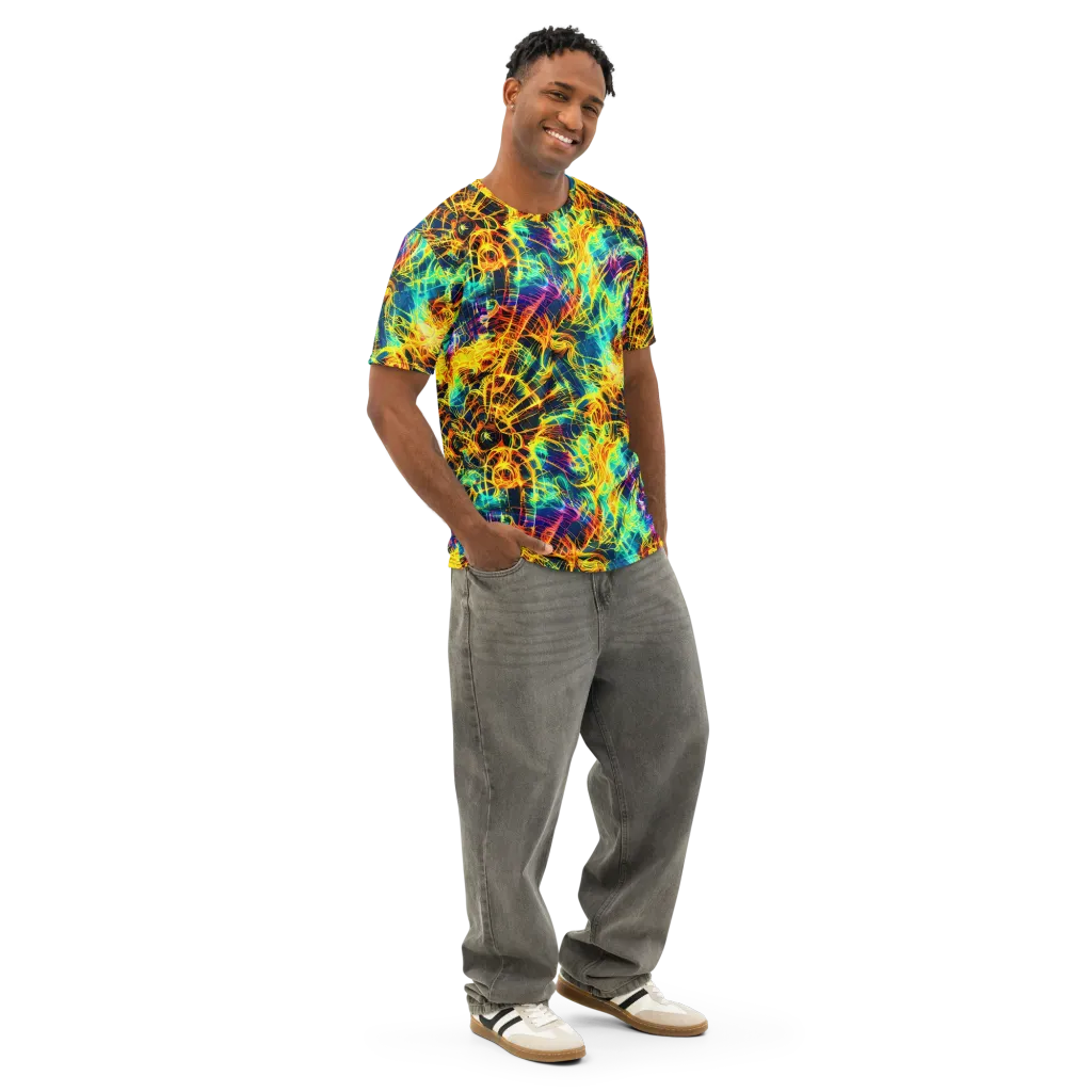 Kapp's Kaleidoscope on Men's Cotton Crew Neck T-Shirt — Right Front