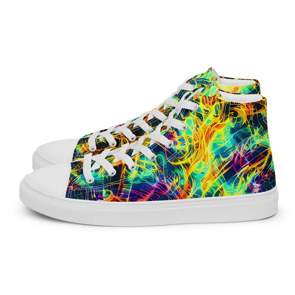 Kapp's Kaleidoscope on Men's High Top Canvas Shoes — Left
