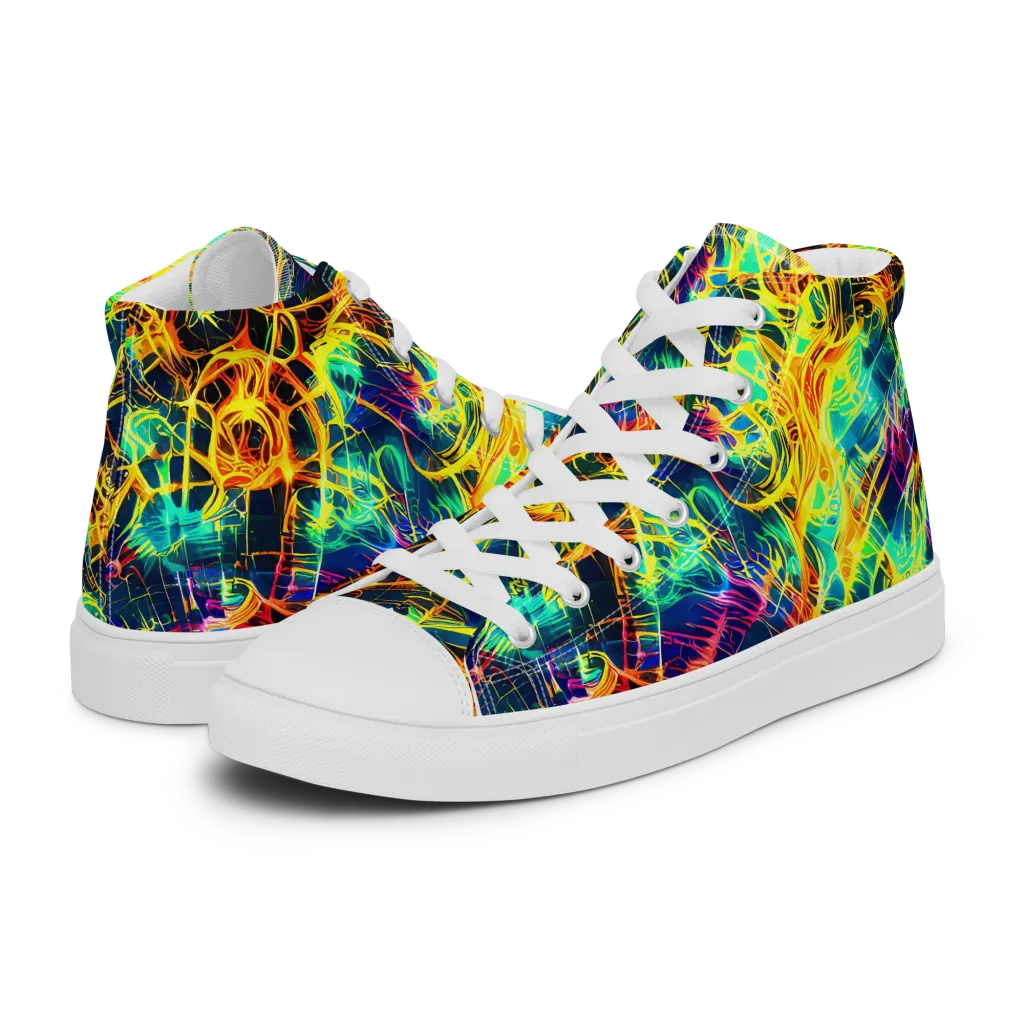 Kapp's Kaleidoscope on Men's High Top Canvas Shoes — Left