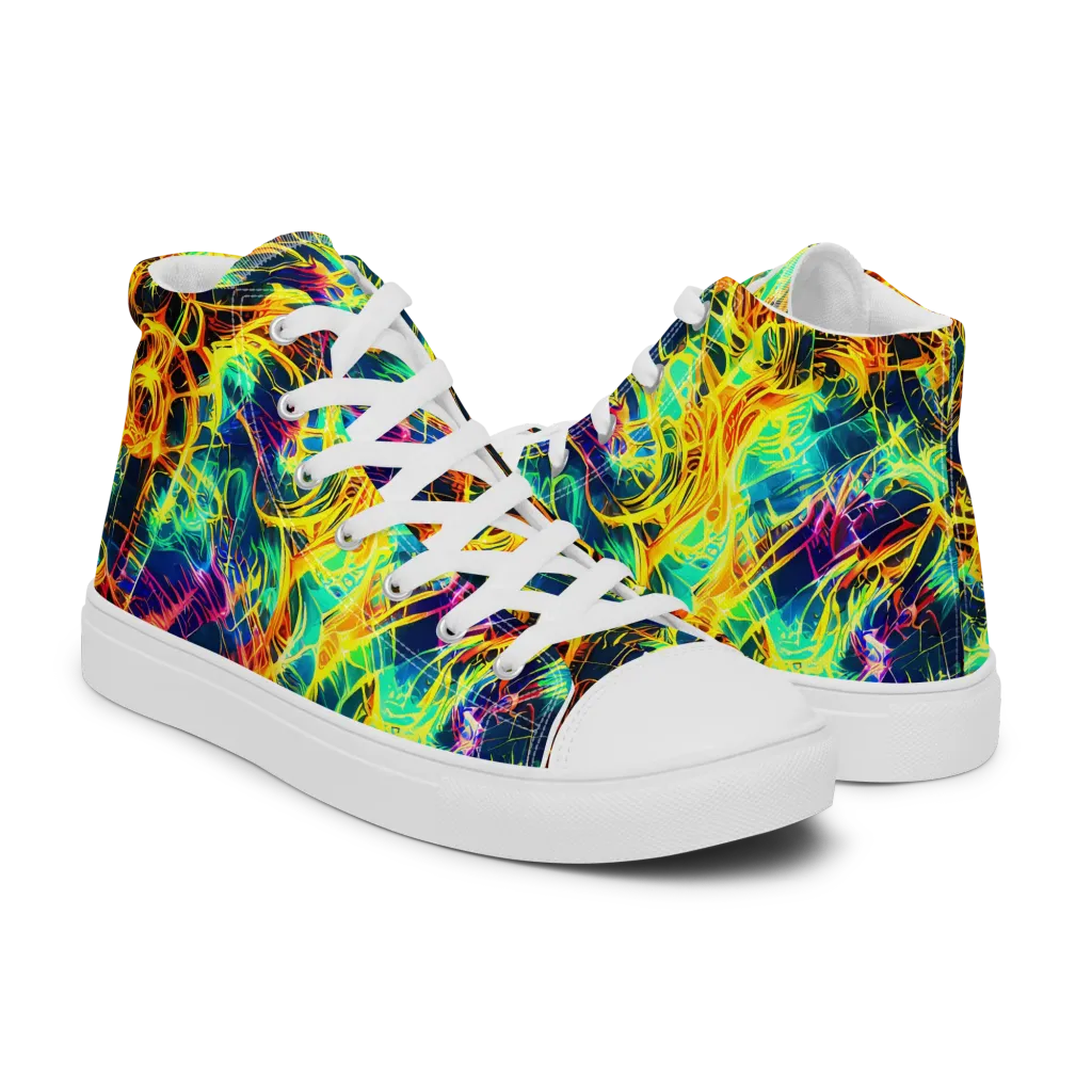 Kapp's Kaleidoscope on Men's High Top Canvas Shoes — Right