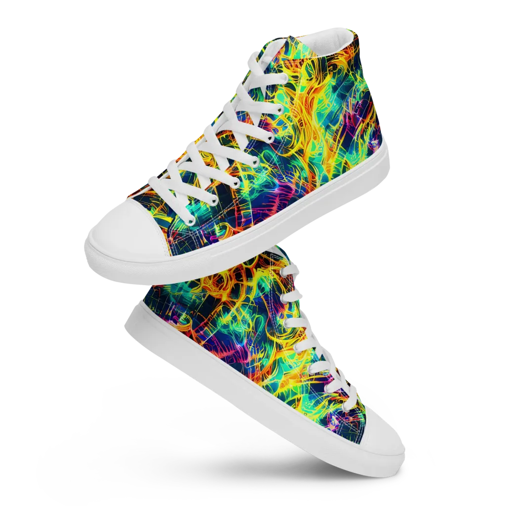 Kapp's Kaleidoscope on Men's High Top Canvas Shoes — Front