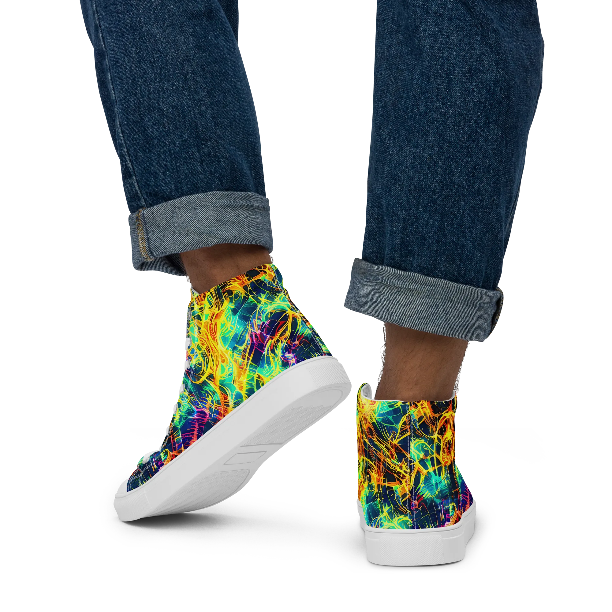 Kapp's Kaleidoscope on Men's High Top Canvas Shoes — Back