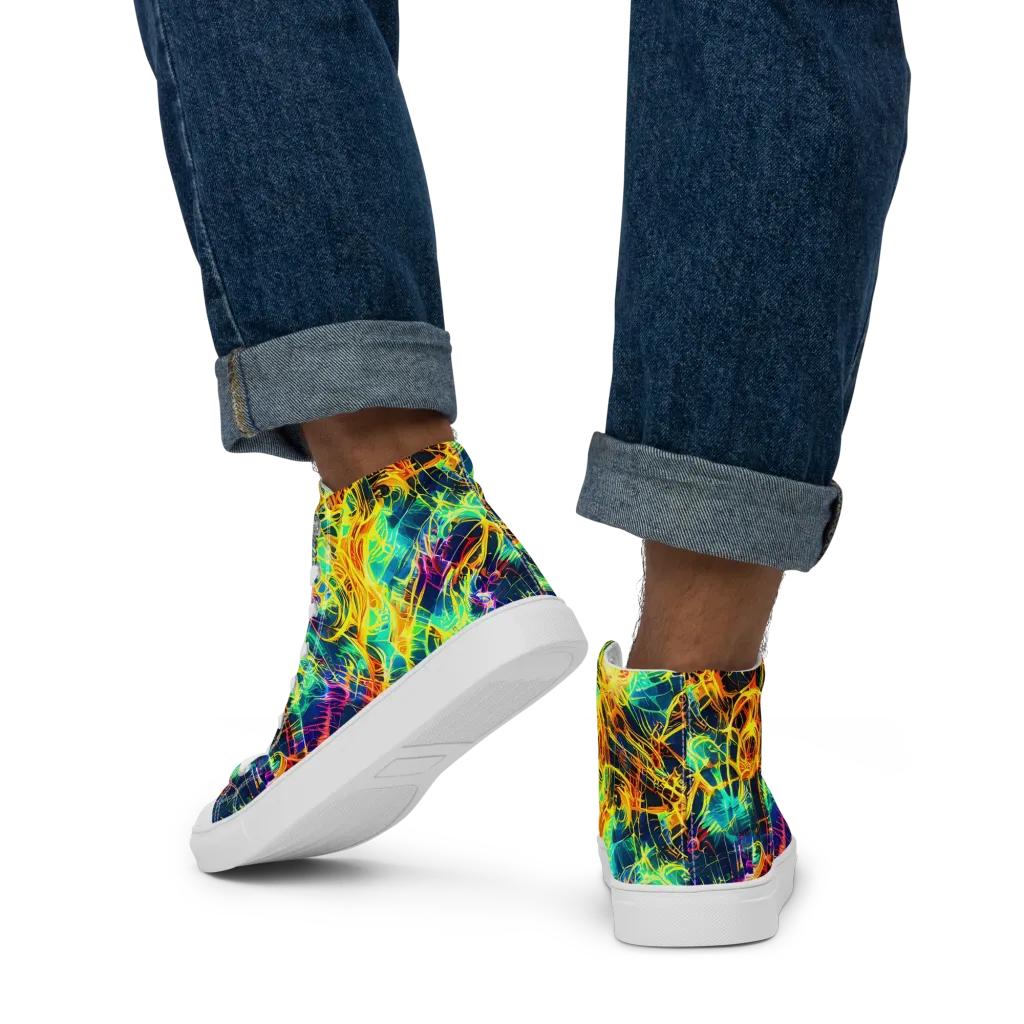Kapp's Kaleidoscope on Men's High Top Canvas Shoes — Back