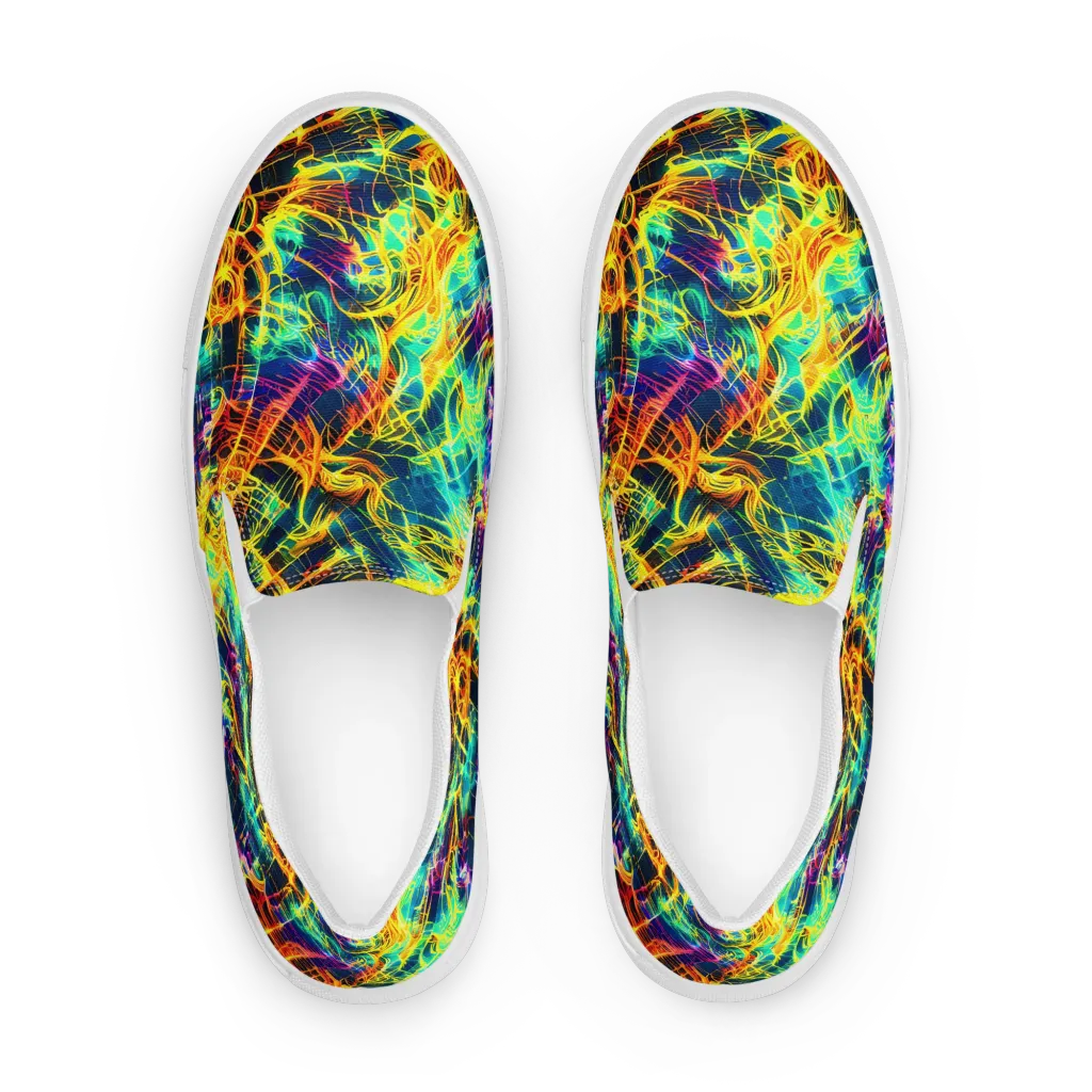 Kapp's Kaleidoscope on Men's Slip-On Canvas Shoes — Front