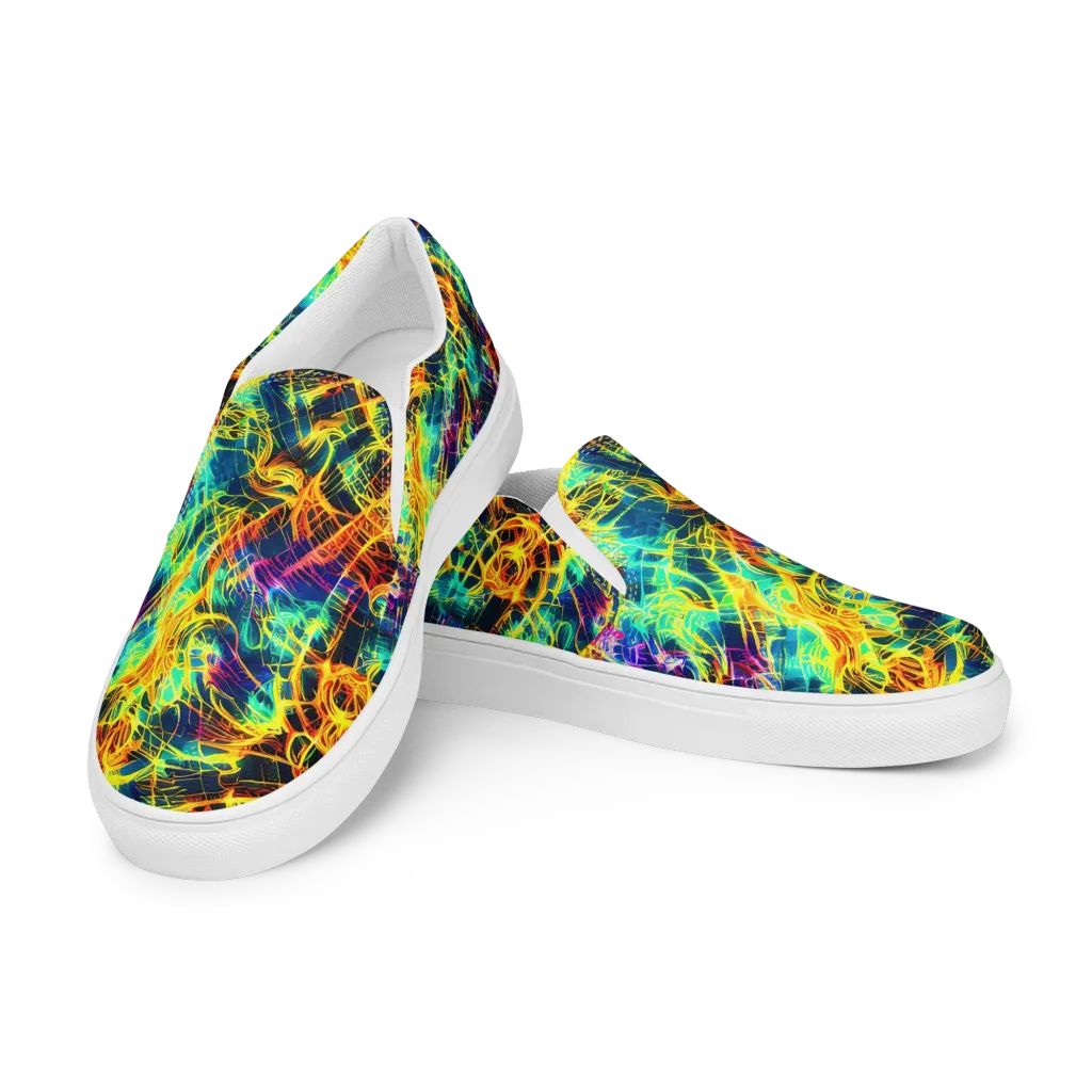 Kapp's Kaleidoscope on Men's Slip-On Canvas Shoes — Left Front