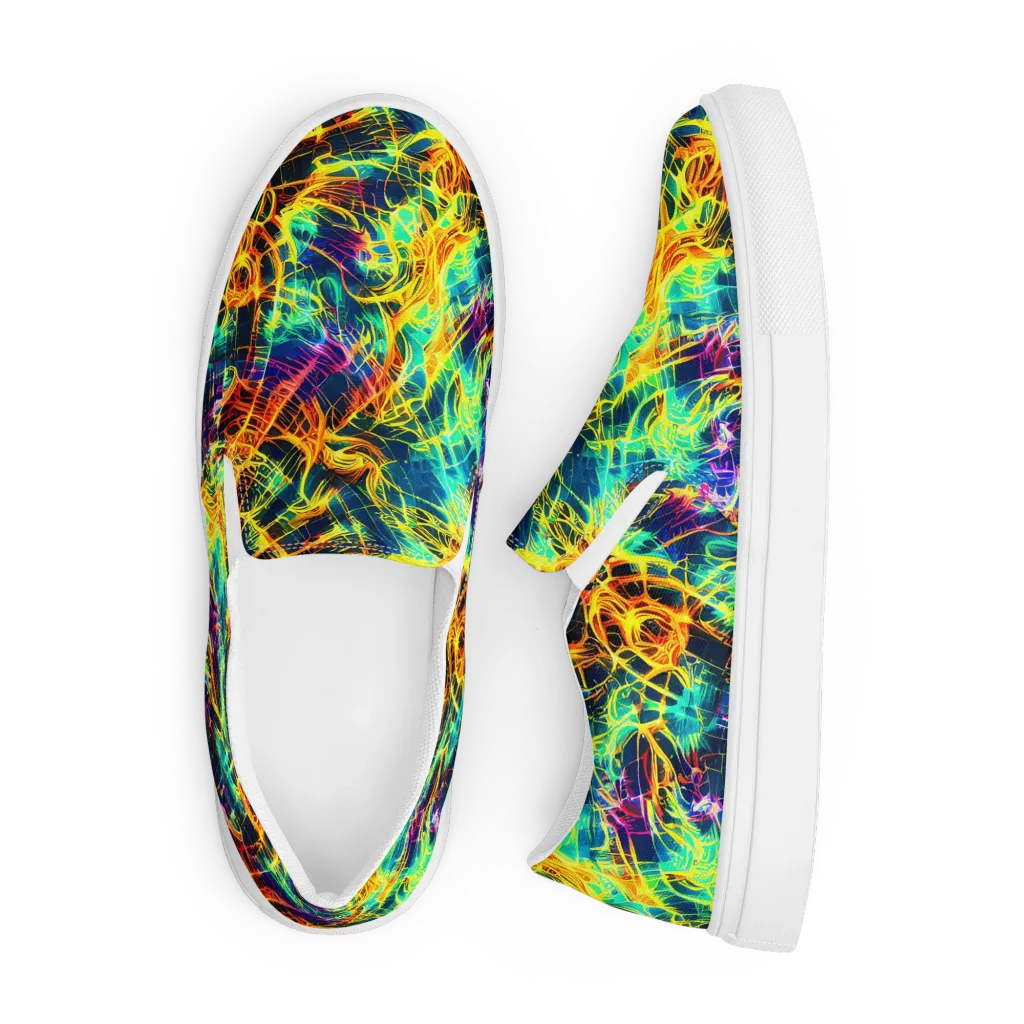 Kapp's Kaleidoscope on Men's Slip-On Canvas Shoes — Front