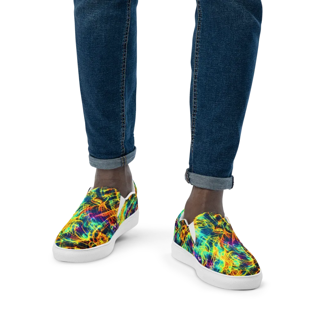 Kapp's Kaleidoscope on Men's Slip-On Canvas Shoes — Front